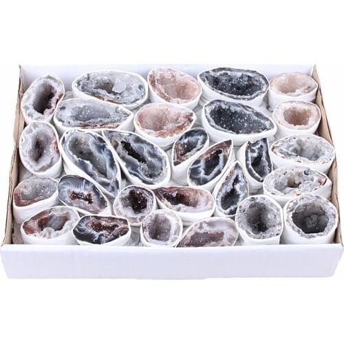 DS 1pcs Natural Agate Geode Slice Drusy Druse Quartz Crystal Raw Rock Agate Cluster Minerals Specimen Home Decoration Gift