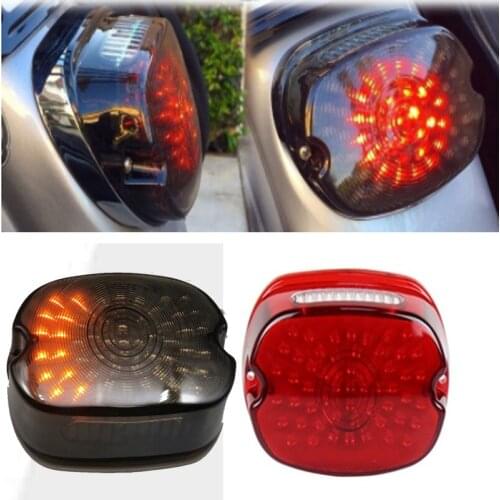 Smoke/Red Brake Turn Signal License Plate Light Lay Down Tail Light Assembly for Harley Sportster Dyna Electra Glides Road King