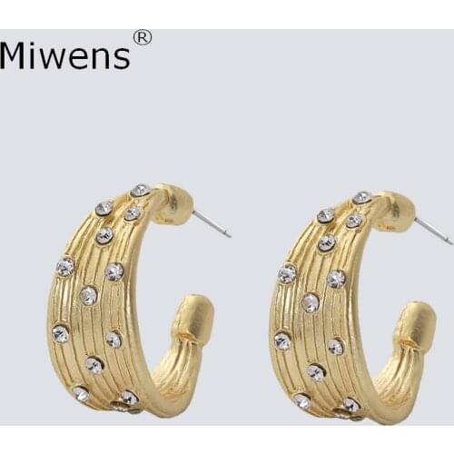 Miwens Geometric Metal Circle Stud Earrings For Women 2020 Maxi Crystal Round Statement Earrings Female Ear Brincos Accessories