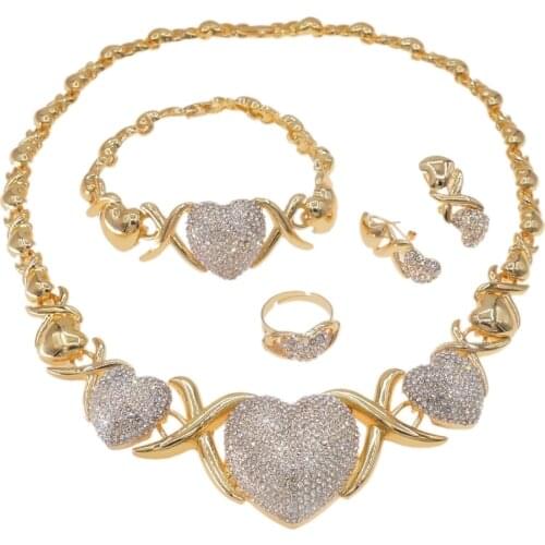 Hot Sale I Love You Xoxo Necklace Bracelet Gold Plated Party Jewelry Set Hugs and Kisses Ladies Jewelry Set Z0037
