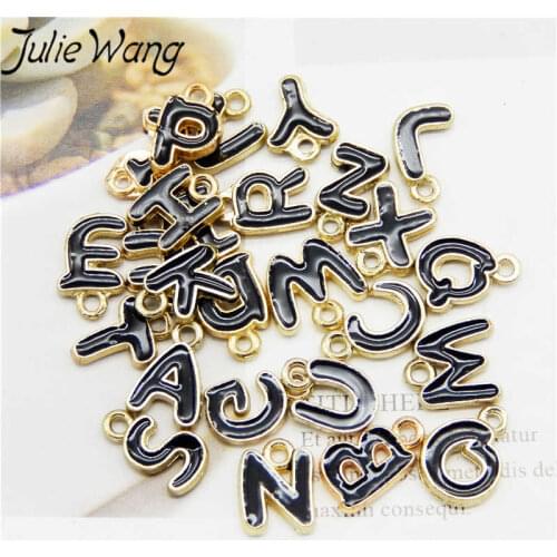 Julie Wang Enamel A-Z Letter Charms Alloy English Alphabet Double-Sided Drop Oil Necklace Bracelet Accessory Jewelry Making