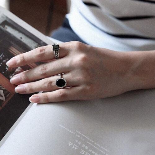 Elegant Quality 925 Rings Adjustable Vintage Personality Marbled Turquoise Ring 925 Sterling Silver Ring for Women