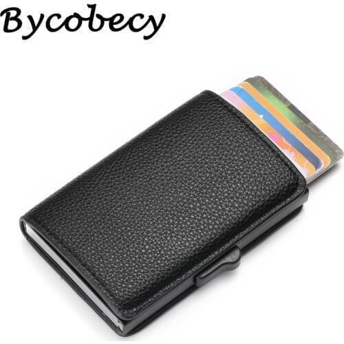 Bycobecy 2019 New Casual Card Holder RFID Blocking Card Wallet Aluminum Box Fashion Soft Leather Slim ID Card Case Dropshipping