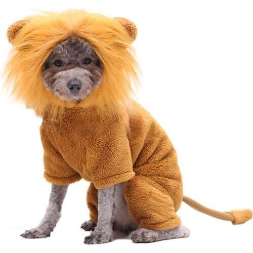 Cat Costume Dog Lion Mane Realistic Funny Lion Mane For Dog Costumes Pet Warm Pajamas Accessories For Halloween Party Winter