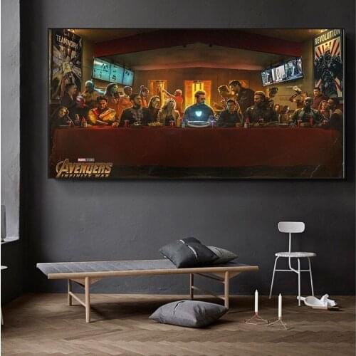 Marvel Avengers Creative Canvas Paintings The Last Supper Posters and Prints Wall Art Pictures for Living Room Home Decoration