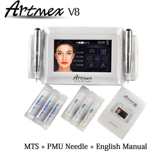 7 Inch Touch Screen Permanent Makeup Tattoo Machine Eyebrow Lip Rotary Pen Artmex V8 MTS&PMU System 2pcs Electric Handpiece
