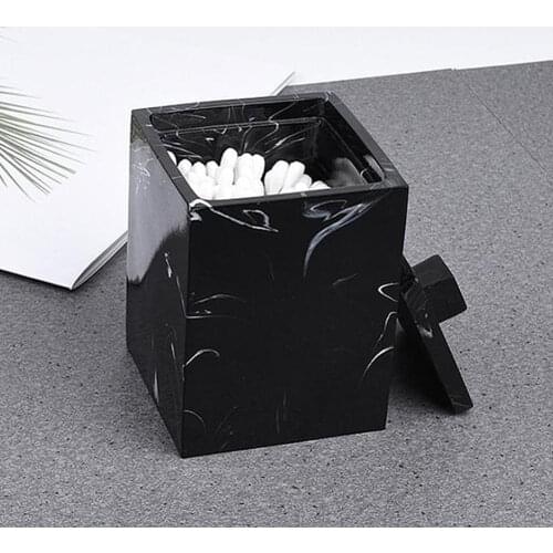 Marble Texture Resin Cotton Swab Lid Storage Box Canister Jar Makeup Pad Holder organizer box Home Accessories