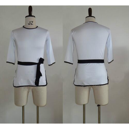 White Ice Silk Fabric Male Latin Dance Tops Ballroom Shirts Mens Professional Practice Performance Dancewear