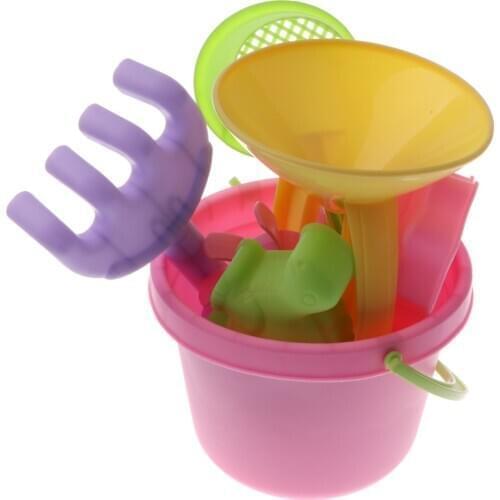 6 Pieces Kids Beach Sand Toys Set Sandbox Toys Gift with Bucket Shovel Rake