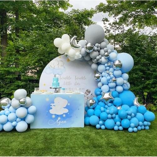 158pcs Balloon Chain Blue Gray White Arch Balloon Set Children Birthday Wedding Room Party Background Decoration Supplies