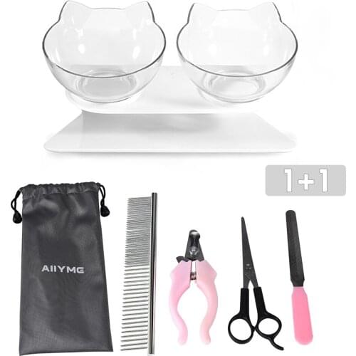 Non-Slip Double Pet Bowls Cat Dog Food Water Feeder Protect Cervical Vertebra Tilt Drinking Water Food Storage Bowl Pet Supplies