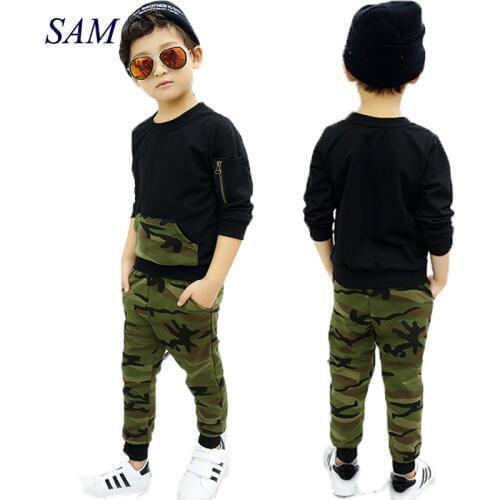 2019 New Children Clothing Sets Kids Boys Clothes Outfits Cotton Hoodies Camouflage pants Clothing Set