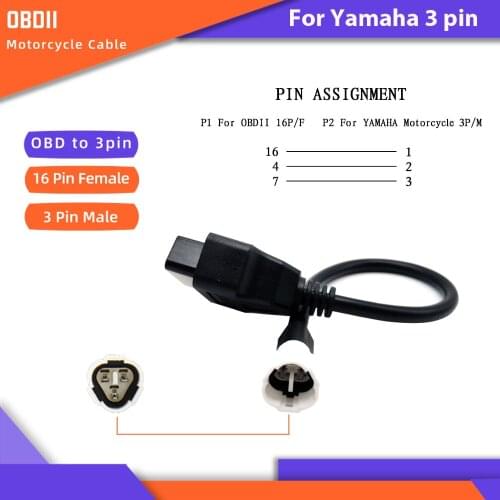 OBD Motorcycle Cable For Yamaha 3 Pin/4 Pin Plug Cable Diagnostic Cable 3Pin/4Pin to OBD2 16 pin Adapter