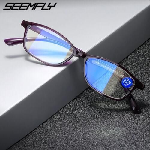 Seemfly Ultralight TR90 Reading Glasses Men Women Flexible Square Frame Presbyopic Eyeglasses Computer Goggle +1.0 To +4.0 New