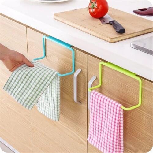 Plastic Simple Kitchen Towel Rack Hanging Holder Door Bathroom Cabinet Cupboard Hanger Shelf Organizer Home Storage Accessories