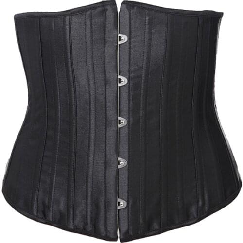 Underbust Corset Top Black 26 Spiral Steel Bones Slimming Waist Cincher Classic Gothic Party Clubwear Bustier Plus Size XXS-2XL