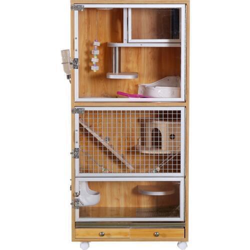 Chinchilla Cabinet Solid Wood Natural Eco-board Villa Pet Cat Aluminum Alloy Door