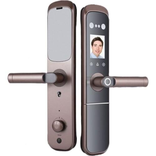 5-in-1 Smart Lock Fingerprint Password Key Magnetic Card Face Recognition Unlock Smart Door Lock with Handle