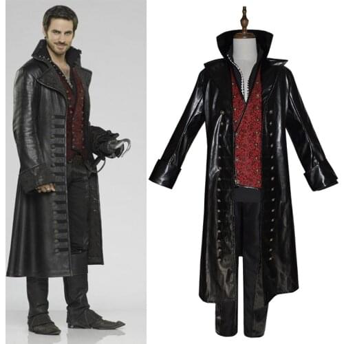 High Quality Once Upon A Time Costume Captain Hook Costume Full Set Adult Men Halloween Party Cosplay Costume