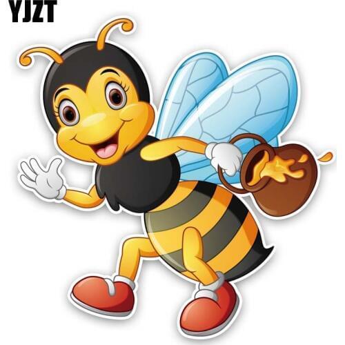YJZT 15.1CM*15.4CM Bees Carry Honey PVC Decal Car Sticker 12-300886