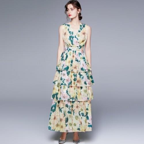 ZUOMAN Women Summer Elegant Floral Dress Festa High Quality Long Maxi Wedding Party Robe Femme Vintage Designer Tank Vestidos