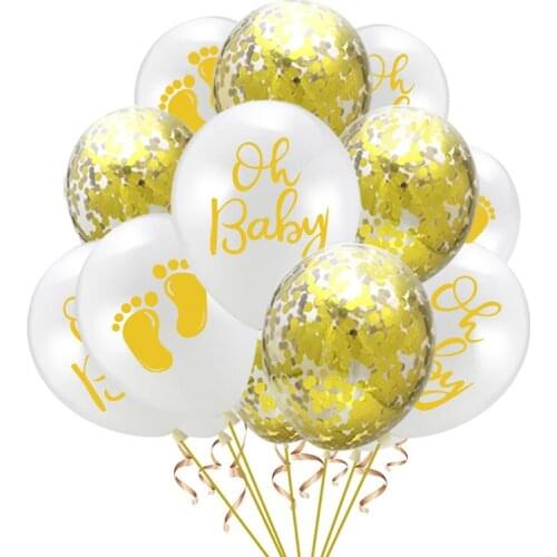 10pcs/set Baby Shower Ideas Birthday Party Balloons Baby Shower Decorations Confetti Balloon Decoration Gold 'Oh Baby