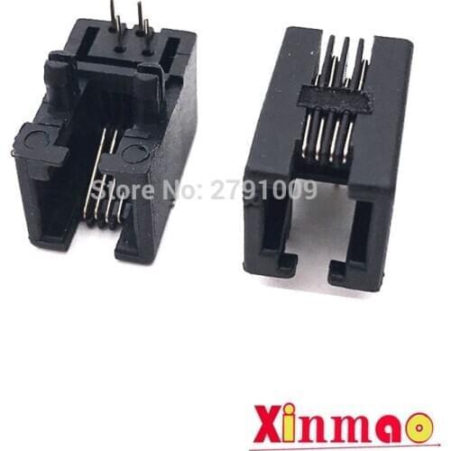 10pcs/lots RJ11 95001-4P4C 4P4 RJ10 socket black phone socket 4P4 socket telephone socket Hot New RJ10 telephone socket RJ11