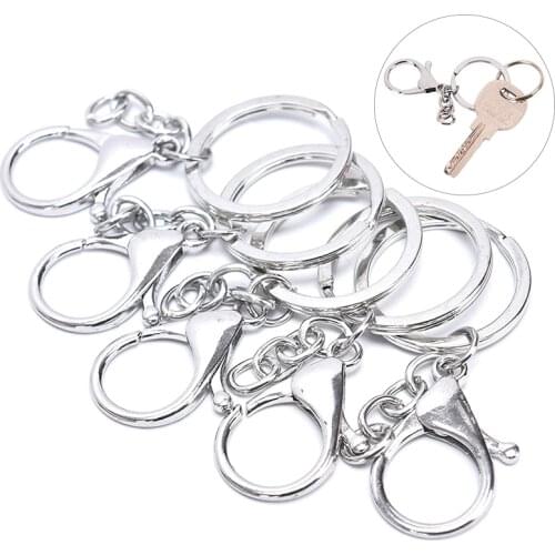 10pcs/lot Silver Color Key Ring 30mm Keychain Lobster Clasp Key Hook Chain For Keychains Jewelry Making Finding Supplies
