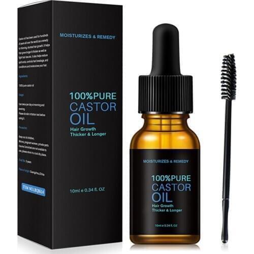 100% Castor Oil Eyelash Nourishing Essential Oil with Brush Stimulate Growth for Eyelashes Eyebrows Hair MPwell