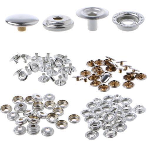 100 Pcs Stainless Steel Fastener Snap Press Stud Cap Button Marine Boat Canvas