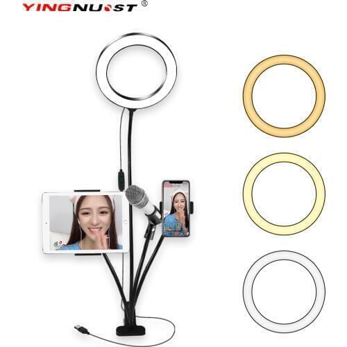 8inch LED Ring Light kit for Makeup Tutorial YouTube Video Live Stream For iPad Microphone Phone Holder Desktop Beauty lighting