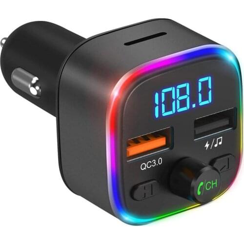 Car Charger Bluetooth Mp3 Player 2 Usb Ports Charger Rgb Light Car Audio Player