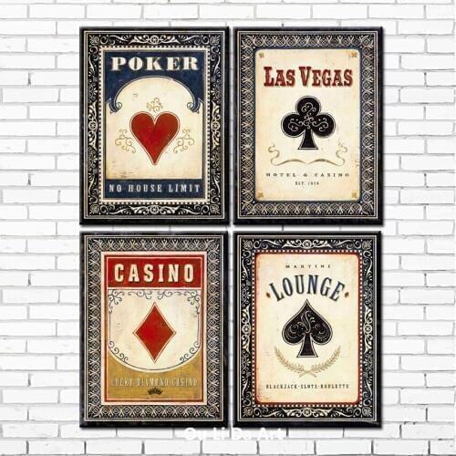 Free shipping hotel wall art decoration picture europe poker letter canvas prints oil painting printed on canvas