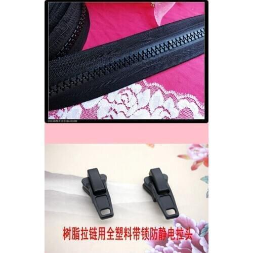 Over size 8# 10# black resin zipper coil can cut it youself 10M zip+10pcs plastic zip head for outdoor tent yacht bags garment