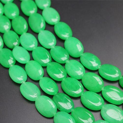 Fashion Charms Oval Shape Malaysian Green Stone Beads 13X18Mm Created For Accessory Parts Jewelry Making 22Pcs