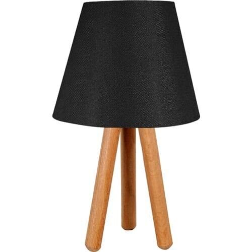 Bysay 3 Flip TripodAhşap Lampshade Table Lamp Black