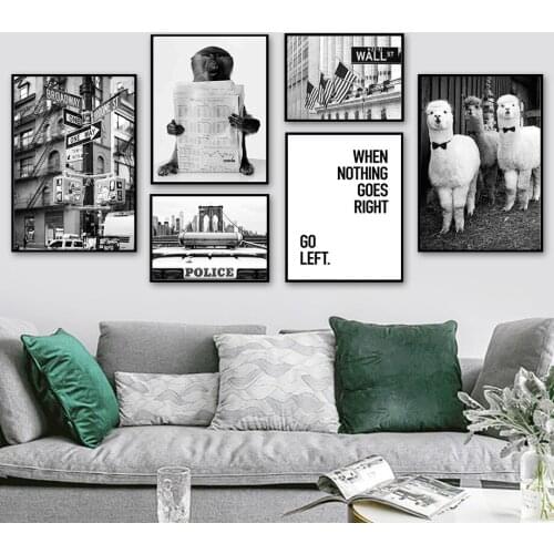 Llama Lemur Signpost Flag Bridge Quote Wall Art Canvas Painting Nordic Posters And Prints Wall Pictures For Living Room Decor