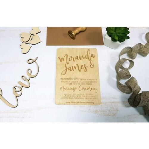 Wedding Wood Invitation Village Invitation Personalized Wedding Invitation Custom Village Invitation