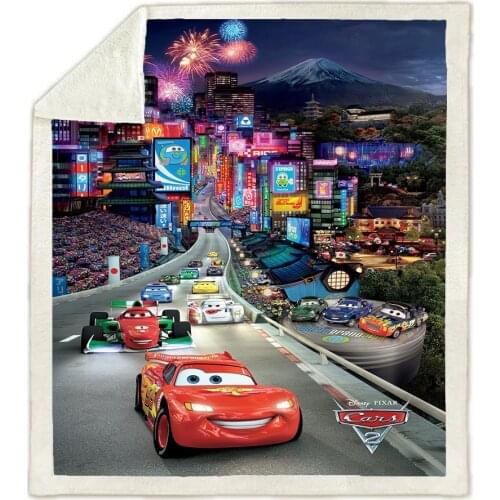 Disney Lightning McQueen Cars Soft Sleeping Blanket Throw Sherpa Backing Kids Girls Boys for Christmas Gift on Bed Sofa
