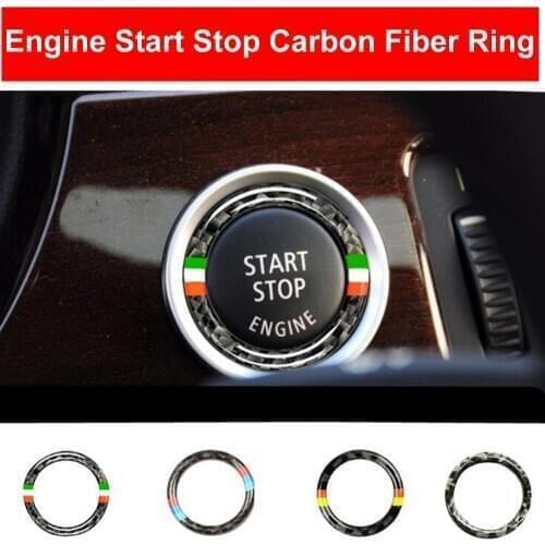 For BMW E90 E92 E93 Carbon Fiber Car Engine Start Stop Ring Trim M Sport Car Ignition Interior Key Ring 3 Series Car Accessories