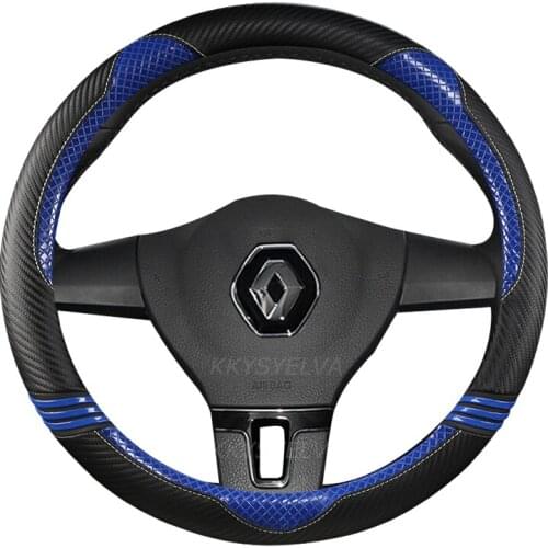 For Renault Clio 4 IV Car Steering Wheel Cover Microfiber Leather + Carbon Fiber Auto Accessories