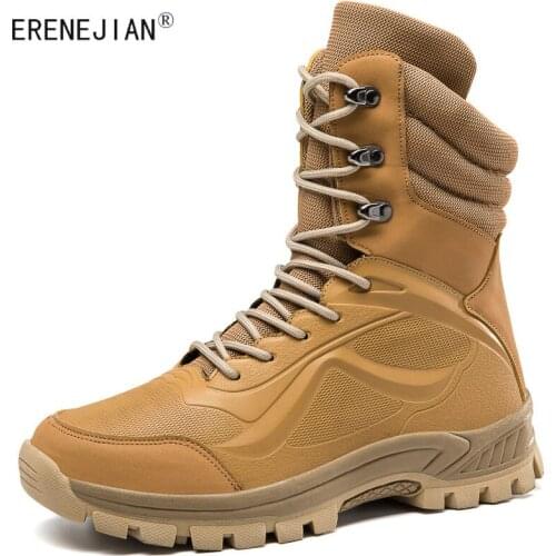 ERENEJIAN Mens Outdoor Combat Boots Casual Hiking Climbing Trekking Shoes Non Slip Cargo Tactical Botas Workwear Labor Footwear