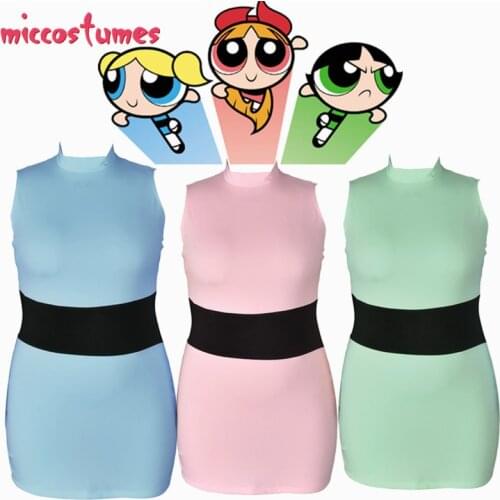 Plus Size Girls Blossom Bubbles Buttercup Adults Cosplay Costume
