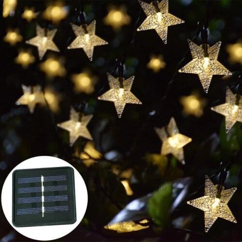 Outdoor Solar Powered Star String Lights 20 50LED Waterproof Christmas Solar Lamp for Garden Patio Landscape Xmas Tree New Year