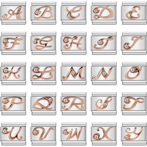 Hapiship 2021 Original Daisy Fashion Rose 26 Letters A-Z Italian Charm Fit 9mm Bracelet Stainless Steel Jewelry Making DJ186