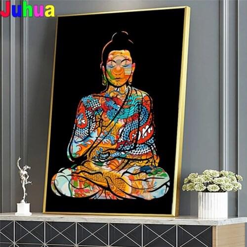 Colourful Dragon Tattoo Buddha Zazen Religion 5D DIY Diamond Painting full drill Buddhism Diamond Embroidery mosaic wall decor