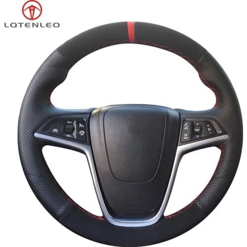 LQTENLEO Black Leather Suede Steering Wheel Cover For Opel Mokka Cascada 2012-2019 Insignia 2008-2013 Meriva B Ampera 2010-2017