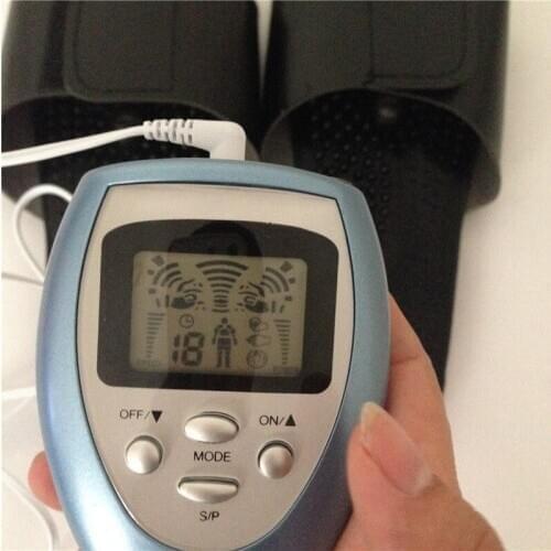 Electric slimming body tens therapy massager machine muscle pain relief relax massage fat burner 4 pads + foot massage slippers