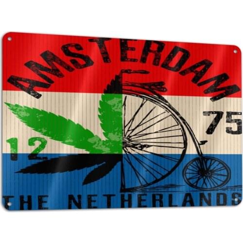 Amsterdam Metal Sign Wall Decor Never Rust Vintage Retro Poster Plaque for Kitchen Pub Bar 8"X12"