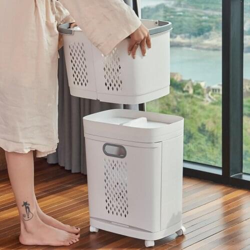 Layered Laundry Basket for Light Luxury Laundry Basket Separating Laundry Basket Wall Hanging Rack Storage Baskets